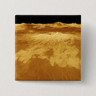 3D Perspective View of Sapas Mons on Venus 15 Cm Square Badge