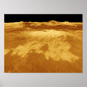 3D Perspective View of Sapas Mons on Venus Poster