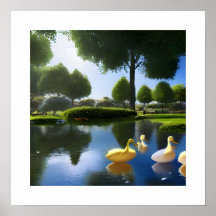 3D picture Beautiful ducks swimming in a pond