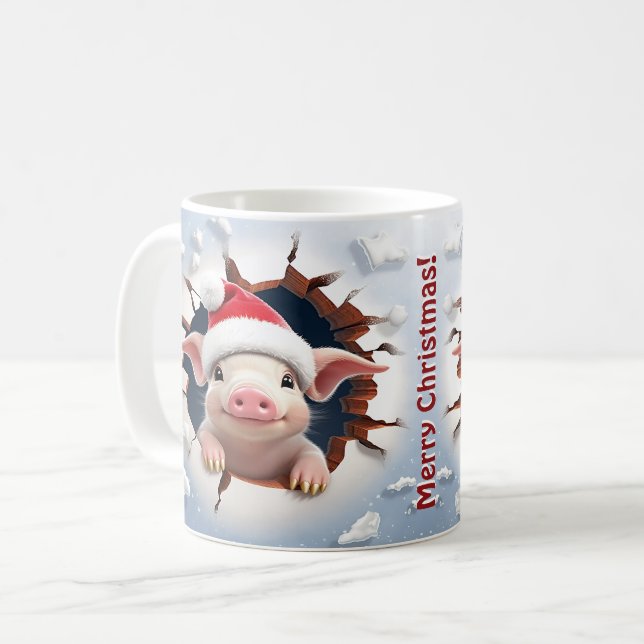3D Piglet Christmas  Coffee Mug (Front Left)
