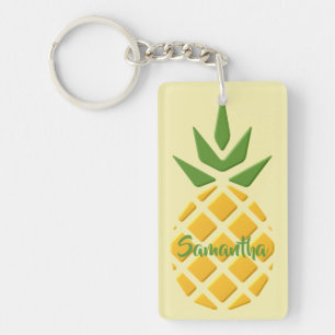 3D Pineapple and Pineapple Pattern Key Ring