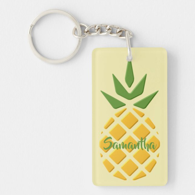 3D Pineapple and Pineapple Pattern Key Ring (Front)