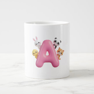 3D Pink Balloon Letter A Jumbo Mug