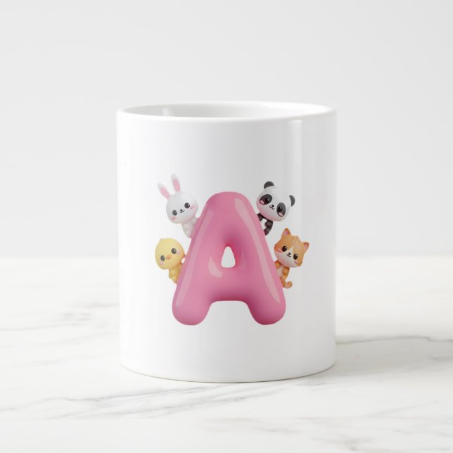 3D Pink Balloon Letter A Jumbo Mug (Front)