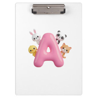 3D Pink Balloon Letter A Kids Clipboard