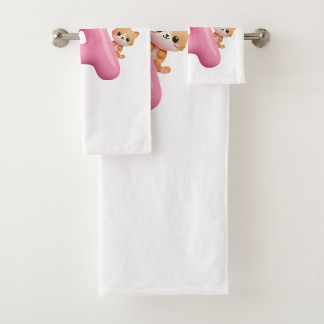 3D Pink Balloon Letter A Personalized Towel (Insitu)