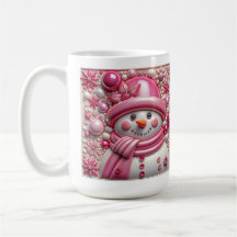 3D Pink Christmas Snowman