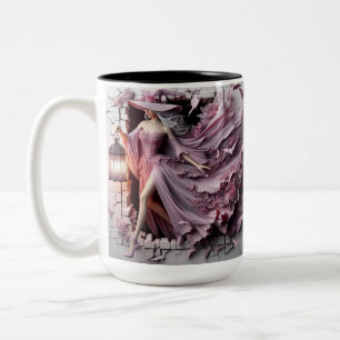 3D Pink Halloween Witch Lantern Magic Mug