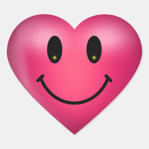 3D Pink Heart Happy Sticker