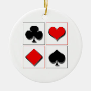 3D playing card suits Ceramic Tree Decoration