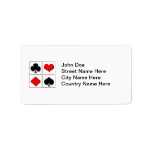 3D playing card suits Label