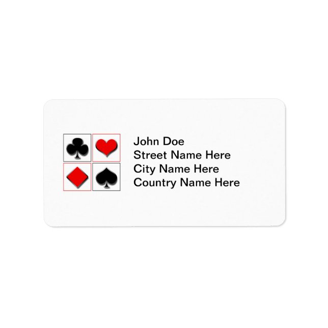 3D playing card suits Label (Front)