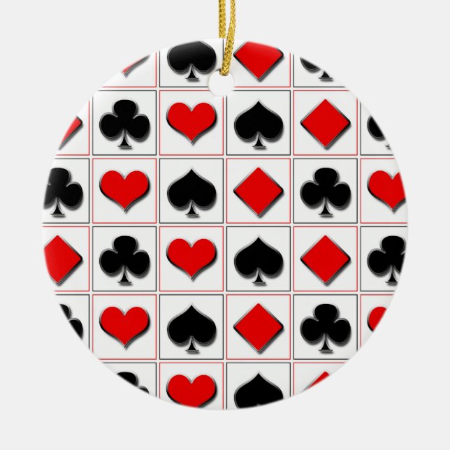 3D Playing card suits pattern Ceramic Ornament (Front)