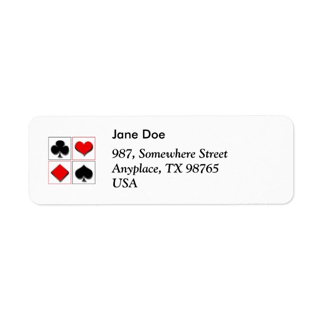 3D playing card suits Return Address Label (Front)