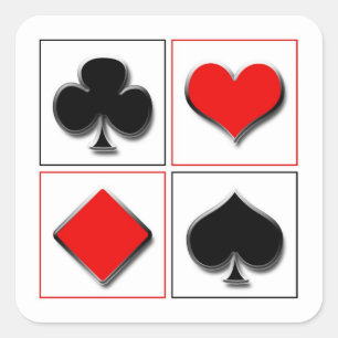 3D playing card suits Square Sticker