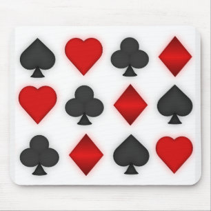 3D Playing Card Suits - White Mouse Pad