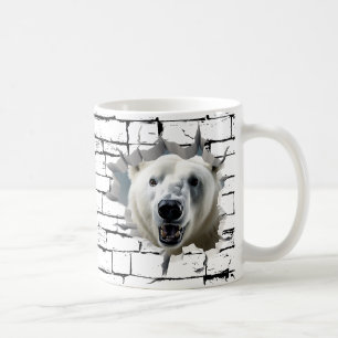 3D Polar Bear Wall Break Art – Realistic Safari Coffee Mug