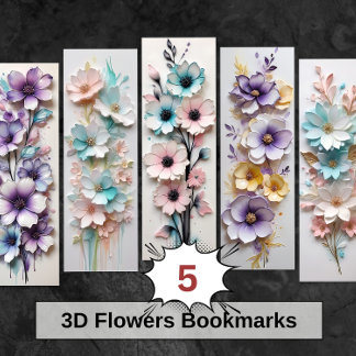 3D Pretty Flowers Floral DIY Bookmarks