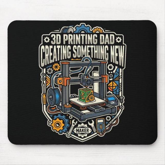 3D Printing Dad 3D Printer Nozzle Filament Daddy Mouse Pad (Front)