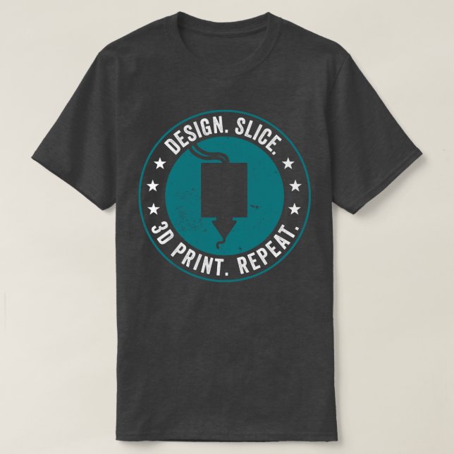 3D Printing Design Slice 3D Print Repeat Funny T-Shirt (Design Front)