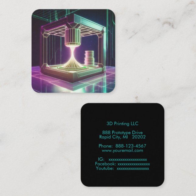 3D printing machine Square Business Card (Front/Back)