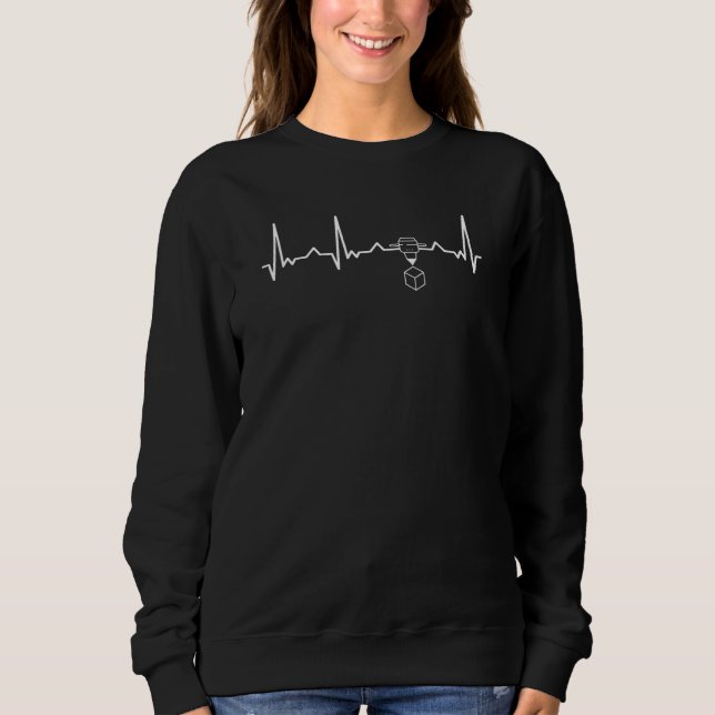 3D Printing Printer Nerd Geek Funny EKG Heartbeat Sweatshirt (Front)