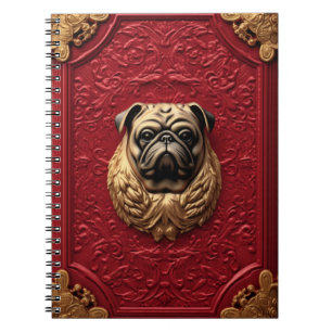 3d Pug Golden Notebook