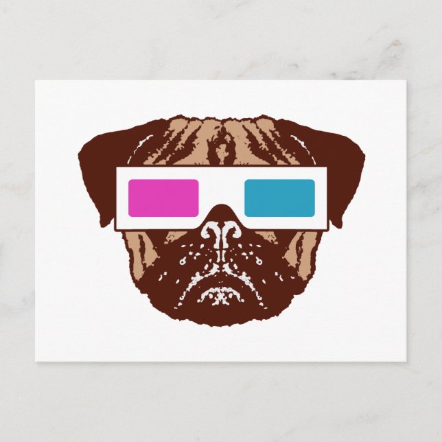 3D Pug Postcard (Front)
