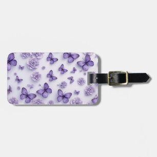 3D Purple butterflies Double side Luggage Tag