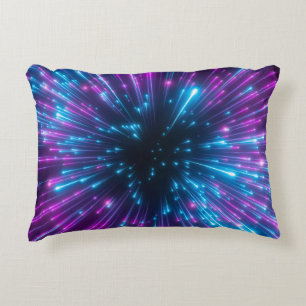 3d, purple fireworks, big bang, galaxy, abstract c decorative cushion