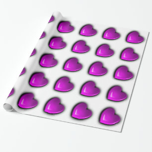 3D Purple Hearts Valentine's Day Wedding Gift Wrap