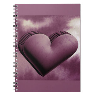 3D purple marble heart Spiral Photo Notebook