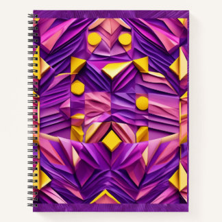 3D Purple, Pink & Yellow Geometric Notebook