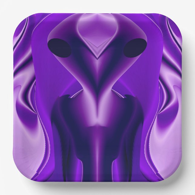 3D Purple Rainbow Dreams , Alien Paper Plate (Front)