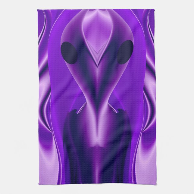 3D Purple Rainbow Dreams , Alien Tea Towel (Vertical)