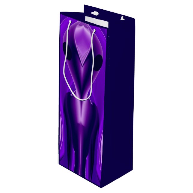 3D Purple Rainbow Dreams , Alien Wine Gift Bag (Front Angled)