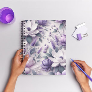 3D Purple Wisteria Floral Pattern Spiral Notebook