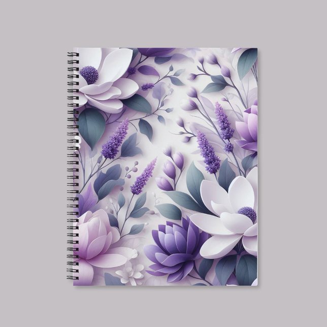 3D Purple Wisteria Floral Pattern Spiral Notebook (Creator Uploaded)