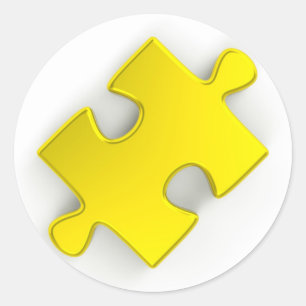 3D Puzzle Piece (Metallic Gold) Classic Round Sticker