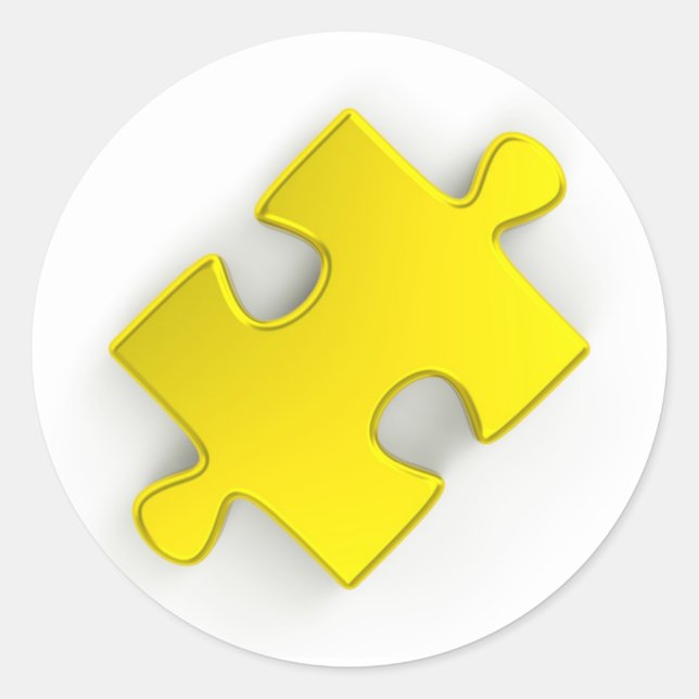 3D Puzzle Piece (Metallic Gold) Classic Round Sticker (Front)