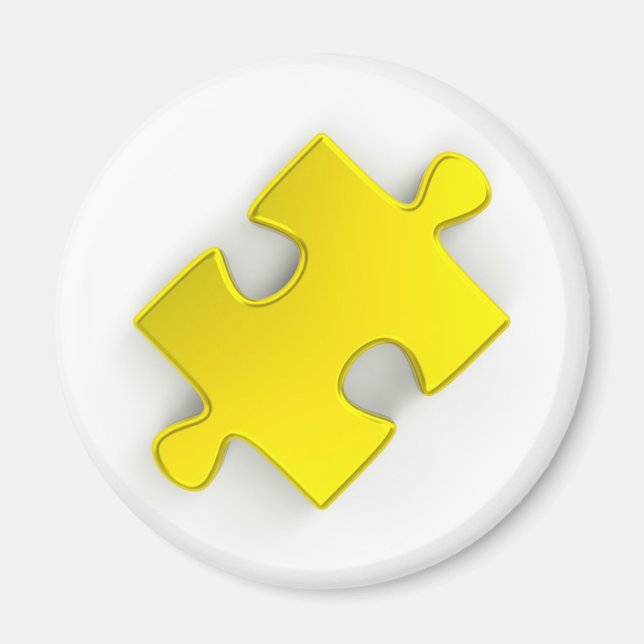 3D Puzzle Piece (Metallic Gold) Magnet (Front)