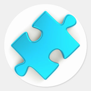 3D Puzzle Piece (Metallic Light Blue) Classic Round Sticker