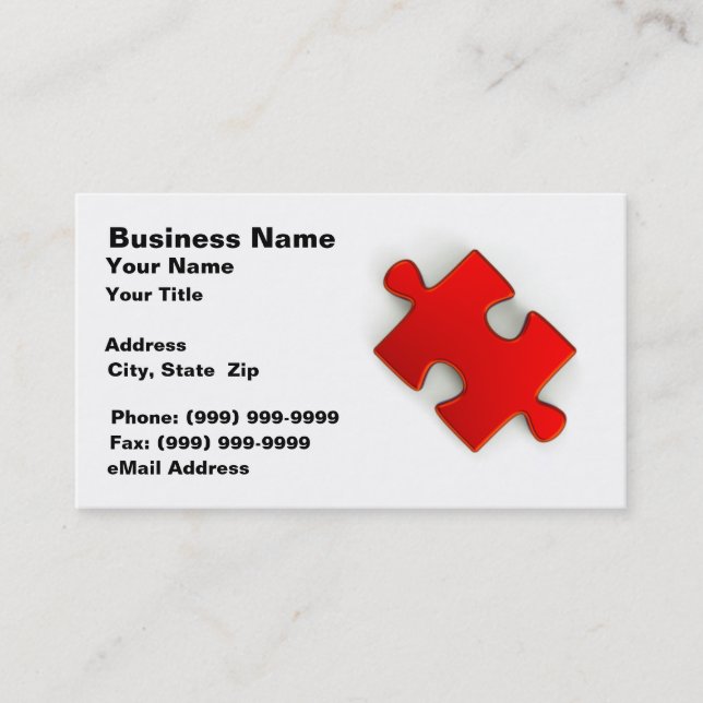 3D Puzzle Piece (Metallic Red) Business Card (Front)