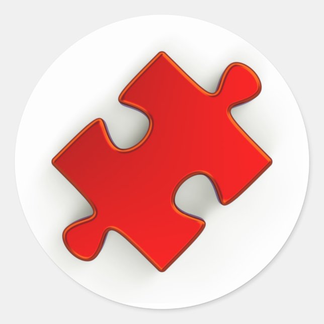 3D Puzzle Piece (Metallic Red) Classic Round Stick Classic Round Sticker (Front)