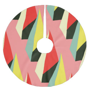 3D Pyramids: Retro Geometric Vintage. Brushed Polyester Tree Skirt