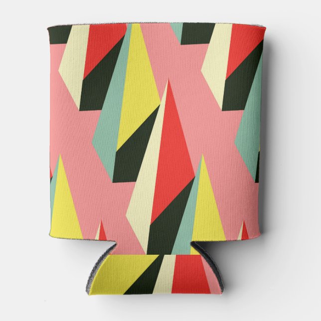 3D Pyramids: Retro Geometric Vintage. Can Cooler (Front)