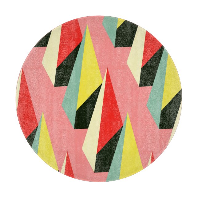 3D Pyramids: Retro Geometric Vintage. Cutting Board (Front)
