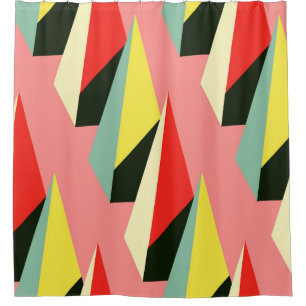3D Pyramids: Retro Geometric Vintage. Shower Curtain
