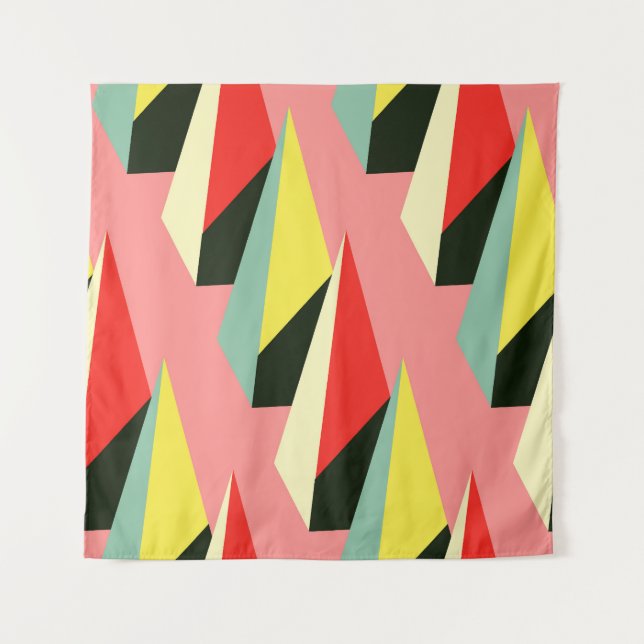 3D Pyramids: Retro Geometric Vintage. Tapestry (Front)