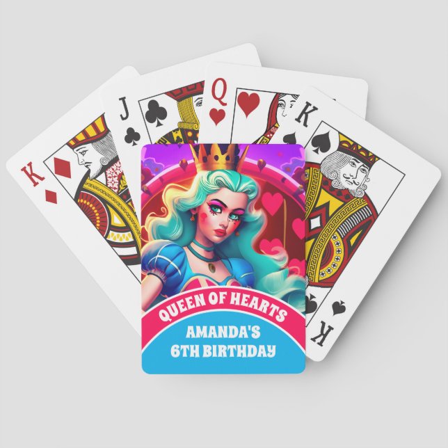 3D Queen of Hearts Birthday Party Playing Cards (Back)